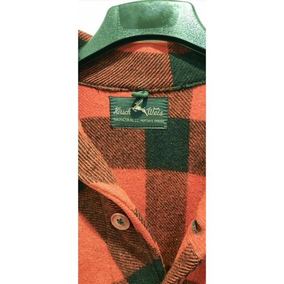 Vtg 60s Hirsch Weis Buffalo Plaid Wool Hunting Coat. - Picture 2 of 12